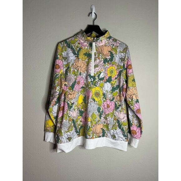 Vera Bradley Plus Size French Terry Quarter Zip Sweatshirt with Pockets - Picture 2 of 13